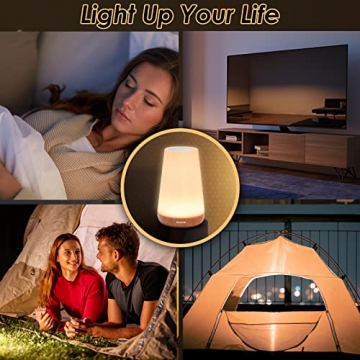 Auxmir LED Nachttischlampe, Dimmbar Atmosphäre Tischlampe mit Warmweißem Licht, 13 Farben und Farbwechsel, Berührungssensitives Nachtlicht für Schlafzimmer Wohnzimmer und Büro Hellbraun - 6