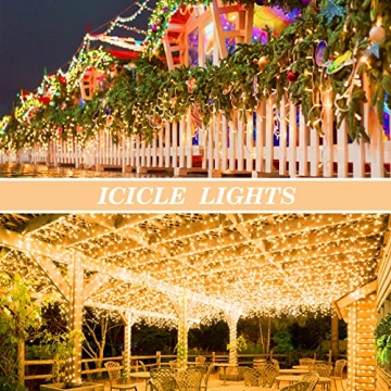 BELLALICHT Lichterkette Außen 400er/10m - LED Lichtervorhang mit Timer, IP44 wasserdicht 8 Modi für Innenausstattung Außenbereich Schlafzimmer Hochzeit Weihnachten Party - 6