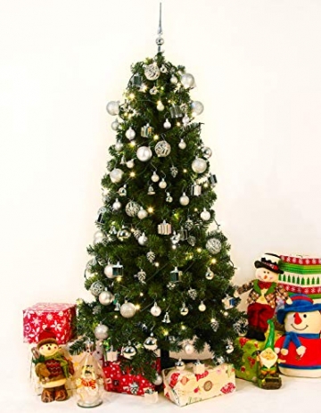 Brubaker 101-teiliges Premium Weihnachtskugel Set mit Baumspitze Silber - Funkelnde Christbaumkugeln für den Weihnachtsbaum - 2
