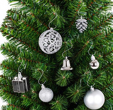 Brubaker 101-teiliges Premium Weihnachtskugel Set mit Baumspitze Silber - Funkelnde Christbaumkugeln für den Weihnachtsbaum - 3