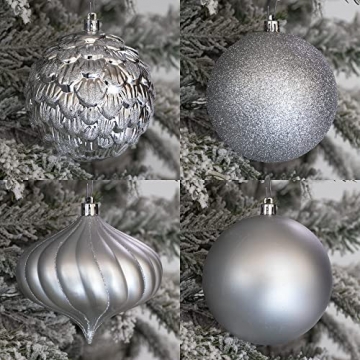Busybee weihnachtskugeln 16 Stücke 10CM Ornamente für Weihnachtsbaum Silber Christbaumkugeln Weihnachtsdekoration Kugeln - 6