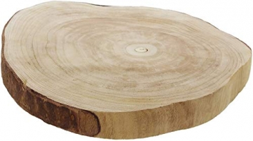 Deko-Scheibe Wood Ø 40 cm Baumscheibe aus naturbelassenem Paulownia-Holz, teilweise mit Rinde bedeckt - 2