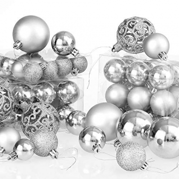 Deuba Weihnachtskugeln 100er Set Kunststoff matt Glanz Weihnachtsdeko Christbaumspitze Christbaumkugeln Ø 3 6 cm Silber - 7