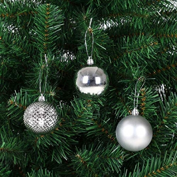 Deuba Weihnachtskugeln Silber 66 Christbaumschmuck Aufhänger Christbaumkugeln für den Weihnachtsbaum Weihnachtsbaumschmuck Weihnachtsbaumkugeln - Silber - 4