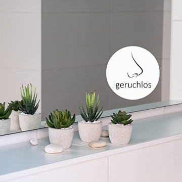 DEZORI Kunstpflanzen [3er Set] - Künstliche Pflanzen mit grauem Topf und weißen Steinen - Künstliche Sukkulenten - Deko Pflanzen - Schreibtisch Deko - 7