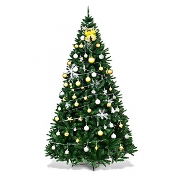 DREAMADE 180cm Klappbarer Weihnachtsbaum, Künstlicher Tannenbaum aus PVC, Kunst Christbaum für Zuhause/Outdoor, Festtagsdekoration mit Metallständer, Grün - 1