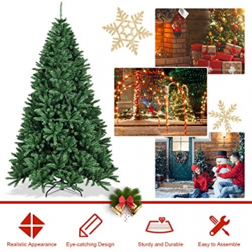 DREAMADE 180cm Klappbarer Weihnachtsbaum, Künstlicher Tannenbaum aus PVC, Kunst Christbaum für Zuhause/Outdoor, Festtagsdekoration mit Metallständer, Grün - 6