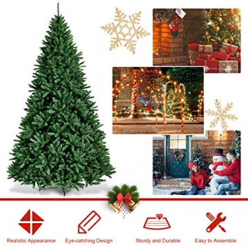 DREAMADE 270cm Klappbarer Weihnachtsbaum, Künstlicher Tannenbaum aus PVC, Kunst Christbaum für Zuhause/Outdoor, Festtagsdekoration mit Metallständer, Grün - 7