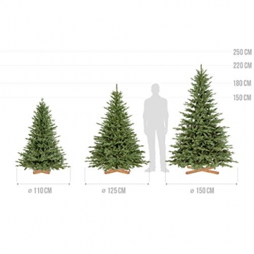 FAIRYTREES künstlicher Weihnachtsbaum BAYERISCHE Tanne Premium, Material Mix aus Spritzguss & PVC, inkl. Holzständer, 180cm - 5
