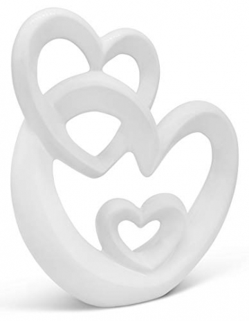 FeinKnick harmonisches Herz zur Dekoration aus Keramik - modernes Dekoherz 27cm groß in Weiß - Deko in Herzform - Keramikherz - 4