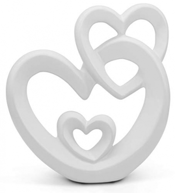 FeinKnick harmonisches Herz zur Dekoration aus Keramik - modernes Dekoherz 27cm groß in Weiß - Deko in Herzform - Keramikherz - 1