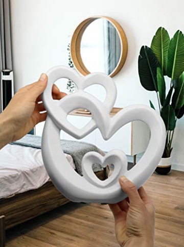 FeinKnick harmonisches Herz zur Dekoration aus Keramik - modernes Dekoherz 27cm groß in Weiß - Deko in Herzform - Keramikherz - 5