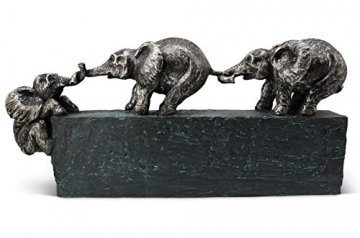 FeinKnick Skulptur “Familienbande” - Zeitloses Symbol für Zusammenhalt in der Familie & im Team - Elefanten Dekoration aus Marmorit 43 cm lang - Deko Figur Elefant - 1