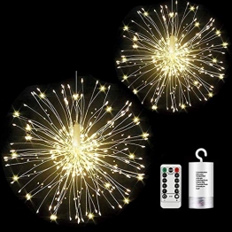 Feuerwerk Licht, 2 Stück 150 LED Hängend Lichterkette 8 Modi Wasserdicht Starburst Lichter mit Fernbedienung für Weihnachten Hochzeit Party Garten - 1