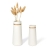 flature Keramik Vase für Pampasgras - Vasen Set Weiß Blumenvasen als Moderne Wohnzimmer Boho Deko, Vase Weiß Matt, Wohnungsdeko auch für Trockenblumen, Büro, Fensterbank Deko (2er Set) - 1