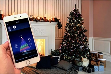 FlinQ Bluetooth Weihnachtsbaum Lichterkette App Gesteuert - RGB Led Weihnachtsbaumbeleuchtung mit Timer - 160 Bunte Christmas Lights für Innen und Außen - IP44 Wetterfest - 19M - 5