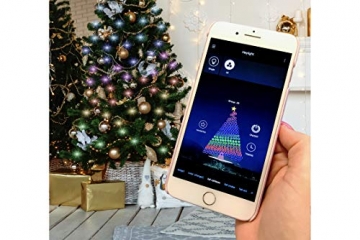 FlinQ Bluetooth Weihnachtsbaum Lichterkette App Gesteuert - RGB Led Weihnachtsbaumbeleuchtung mit Timer - 160 Bunte Christmas Lights für Innen und Außen - IP44 Wetterfest - 19M - 8