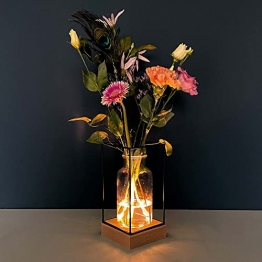 Gadgy Beleuchte Vase Glas | Tischvase mit Blumenlampe | Vasen Deko | Deko Wohnzimmer modern| Skandinavisch/Industrial 22,5 x 10,8 x 10,8 cm - 1