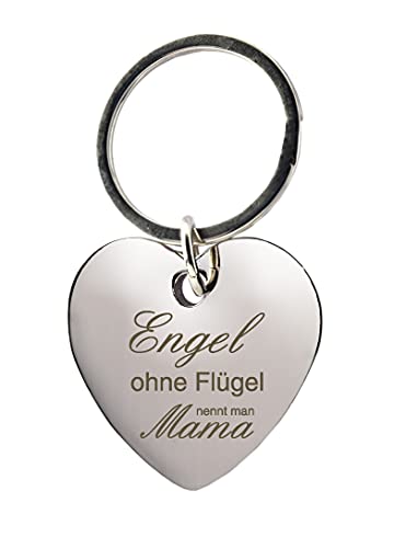 geschenke-fabrik.de Schlüsselanhänger - Herz mit Gravur »Engel ohne Flügel, nennt man Mama« - Geschenk für Mamas zum Muttertag oder zu Weihnachten - 1