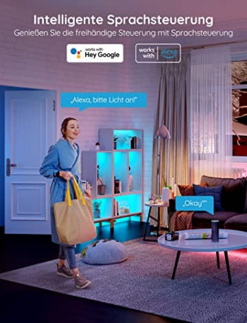 Govee LED Strip 5m Alexa Smart RGB WiFi LED Streifen, LED Lichterkette Band App Steuerung WLAN mit Alexa und Google Assistant, Musik Sync Farbwechsel DIY Deko für Schlafzimmer Küche Wohnzimmer 5m - 2
