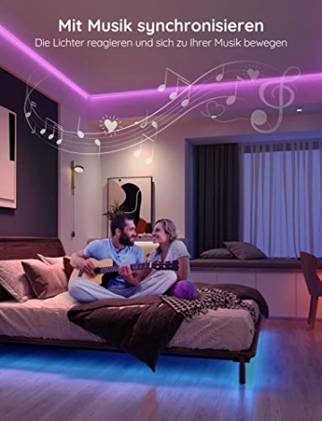 Govee LED Strip 5m Alexa Smart RGB WiFi LED Streifen, LED Lichterkette Band App Steuerung WLAN mit Alexa und Google Assistant, Musik Sync Farbwechsel DIY Deko für Schlafzimmer Küche Wohnzimmer 5m - 4