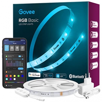 Govee LED Strip 5m Alexa Smart RGB WiFi LED Streifen, LED Lichterkette Band App Steuerung WLAN mit Alexa und Google Assistant, Musik Sync Farbwechsel DIY Deko für Schlafzimmer Küche Wohnzimmer 5m - 1