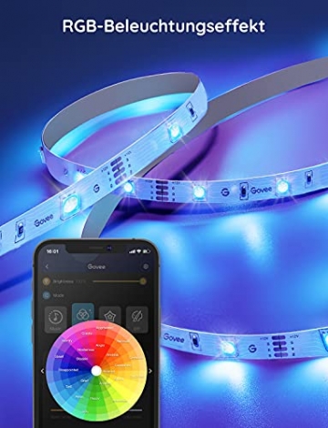 Govee LED Strip 5m Alexa Smart RGB WiFi LED Streifen, LED Lichterkette Band App Steuerung WLAN mit Alexa und Google Assistant, Musik Sync Farbwechsel DIY Deko für Schlafzimmer Küche Wohnzimmer 5m - 7