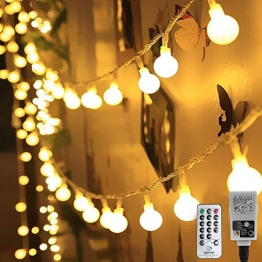 HAUSPROFI 100er LEDS Kugel Lichterkette 10M Dimmbar, Globe Lichterkette mit EU Stecker für Innen und Außen, 8 Leuchtmodi, ideale Partylichterkette für Weihnachtsdeko, Hochzeit, Party usw, Wasserdicht - 1