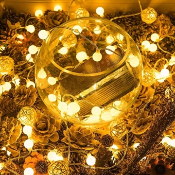 HAUSPROFI 100er LEDS Kugel Lichterkette 10M Dimmbar, Globe Lichterkette mit EU Stecker für Innen und Außen, 8 Leuchtmodi, ideale Partylichterkette für Weihnachtsdeko, Hochzeit, Party usw, Wasserdicht - 5