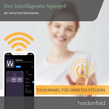 Heidenfeld Infrarotheizung HF-HS200 mit Touchpanel - 𝟭𝟬 𝐉𝐀𝐇𝐑𝐄 𝐆𝐀𝐑𝐀𝐍𝐓𝐈𝐄 - 500 Watt - 120 x 60 cm - WiFi Spiegelheizung - LED Beleuchtung - Spiegel - Infrarot Heizpaneel - 5