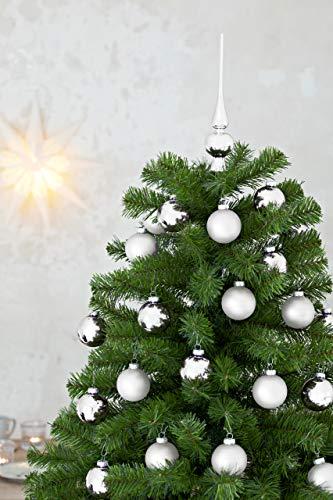 HEITMANN DECO 21er Set Glaskugeln+ Baumspitze - Weihnachtsbaumschmuck zum Aufhängen - Christbaumkugeln - Silber - Glitzer - 4