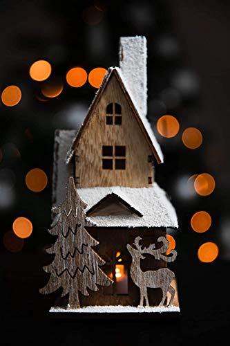 HEITMANN DECO dekorative Holz-Kirche mit LED-Beleuchtung - naturbelassenes Holz mit beschneitem Dach - Weihnachtsdeko - 4