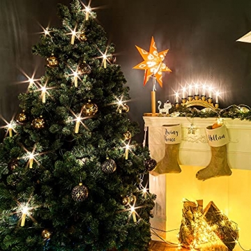 Hellum 524789 LED Weihnachtsbaumkerzen kabellos, 12x LED Kerzen mit Fernbedienung, Leuchtfarbe wählbar, batteriebetriebene 10x1,5cm Christbaumkerzen ohne Kabel, dimmbar mit Flackermodus, Wachstropfen - 8