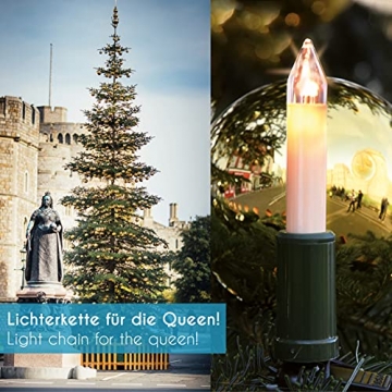Hellum Lichterkette Made-in-Germany Weihnachtsbaum, Kerzen Lichterkette außen mit Clip, 30 warm-weiße LED-Filament, beleuchtet 2900cm, Kabel grün Schaft elfenbeinfarben, für Außen mit Stecker 845563 - 7