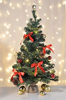 HI Künstlicher Weihnachtsbaum 75 cm Tannenbaum Christbaum Dekobaum beleuchtet und dekoriert - 1