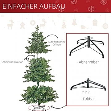 HOMCOM künstlicher Weihnachtsbaum 2,1 m Christbaum Tannenbaum PVC PE Metall Grün Ø137 x 210 cm - 6