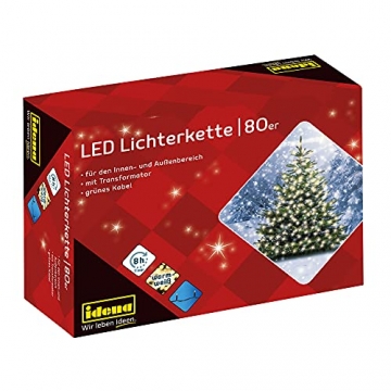 Idena 8325058 - LED Lichterkette mit 80 LED in warmweiß, mit 8 Stunden Timer Funktion und Transformator, ca. 15,9 m lang, Innen- und Außenbereich, für Partys, Weihnachten, Deko, Hochzeit - 1