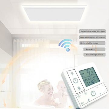 Infrarotheizung mit Thermostat Deckenheizung 800W LED Beleuchtung Licht Kaltweiß/Warmweiß Helligkeit Einstellbar Infrarot Heizung Heizplatte Heizpaneel Elektrisch Überhitzungsschutz - 4