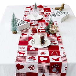 Joyibay Weihnachten Tischläufer, Rot Weihnachten Tischdecke Abwaschbar Esstisch Läufer Dekorative Weihnachten Tischdekoration (35x170cm) - 1