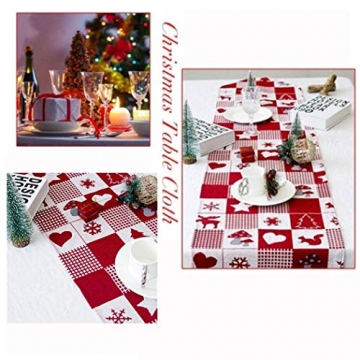 Joyibay Weihnachten Tischläufer, Rot Weihnachten Tischdecke Abwaschbar Esstisch Läufer Dekorative Weihnachten Tischdekoration (35x170cm) - 6