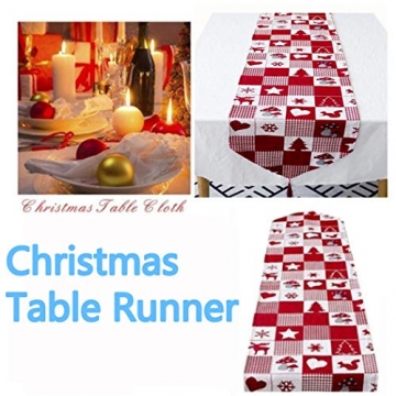 Joyibay Weihnachten Tischläufer, Rot Weihnachten Tischdecke Abwaschbar Esstisch Läufer Dekorative Weihnachten Tischdekoration (35x170cm) - 7