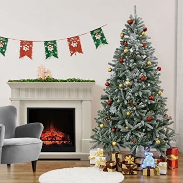 Juskys Weihnachtsbaum Talvi 210 cm hoch — Künstlicher Tannenbaum mit Kunstschnee inkl. Ständer aus Metall — Christbaum für Deko innen aus PE-Kunststoff - 3