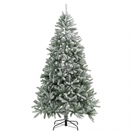 Juskys Weihnachtsbaum Talvi 210 cm hoch — Künstlicher Tannenbaum mit Kunstschnee inkl. Ständer aus Metall — Christbaum für Deko innen aus PE-Kunststoff - 1