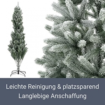 Juskys Weihnachtsbaum Talvi 210 cm hoch — Künstlicher Tannenbaum mit Kunstschnee inkl. Ständer aus Metall — Christbaum für Deko innen aus PE-Kunststoff - 5