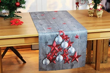Kamaca Tischläufer RED Stars hochwertiges Druck-Motiv mit weihnachtlichen Motiven mit Lotus Effekt FLECKSCHUTZ EIN Schmuckstück zu Winter Weihnachten (RED Stars, Tischläufer 40x140 cm) - 4