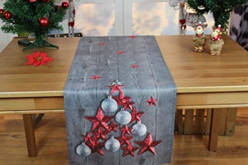 Kamaca Tischläufer RED Stars hochwertiges Druck-Motiv mit weihnachtlichen Motiven mit Lotus Effekt FLECKSCHUTZ EIN Schmuckstück zu Winter Weihnachten (RED Stars, Tischläufer 40x140 cm) - 7