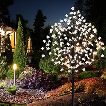 KESSER® Kirschblütenbaum mit Fernbedienung 220 LED | 220cm Lichterbaum Indoor Outdoor Metallfuß Stabil | Weihnachten Beleuchtung Leuchtbaum Warmweiß - 2