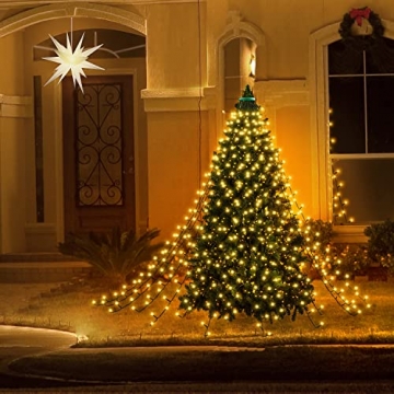 Koicaxy Christbaumbeleuchtung mit Ring 16 Stränge 400 LEDs Weihnachtsbeleuchtung Weihnachten Lichternetz für 180CM-250CM Innen & Außen Christbaum Deko Warmweiß - 3