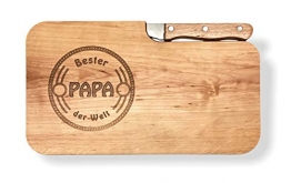 LASERHELD Brotzeitbrett Holz Erle Messer, Bester Papa der Welt, Geschenk Männer, Schneidbrett Holz, Geschenkidee für Papa - 1