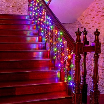 LED Lichterkette außen und innen RGB Weihnachtsbeleuchtung Lichterkette mit 8 Leuchtmodi + Memory-Funktion, Wasserdicht für Weihnachtsbaum, Party, Hochzeit, Balkon, 20m, 200LEDs - 6